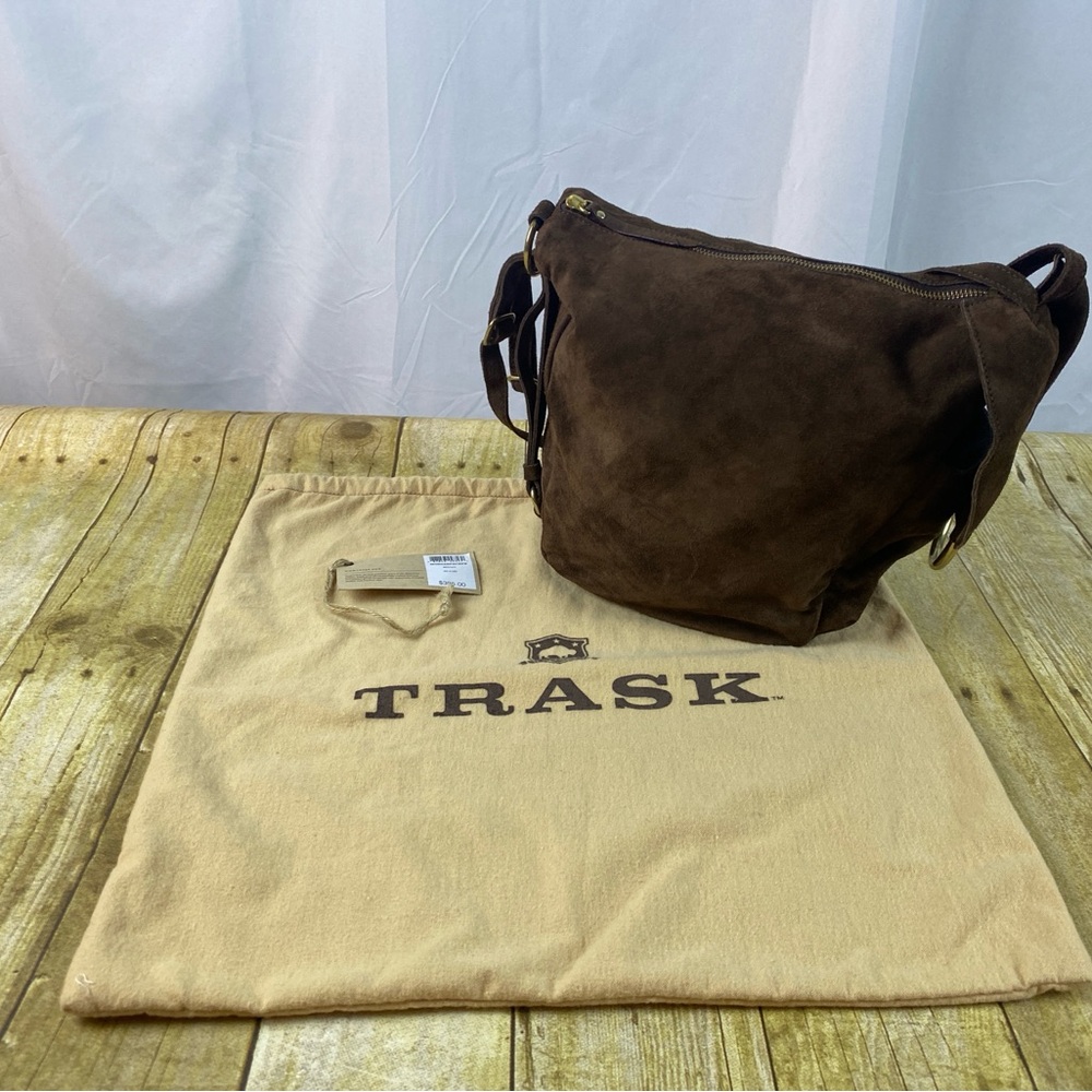 NWT Trask Rich Brown Morgan Suede Hobo‎ Bag MSRP $395